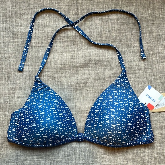 Prana Other - Prana Dark Blue Triangle Cup Halter Bikini Top NWT M